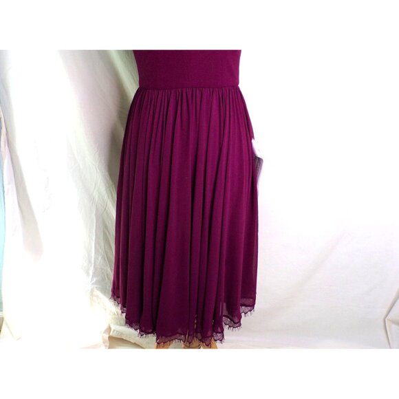 🆕DRESS THE POPULATION Corey Flare Chiffon Dress Magenta XX-Small (00-0) - Picture 7 of 12